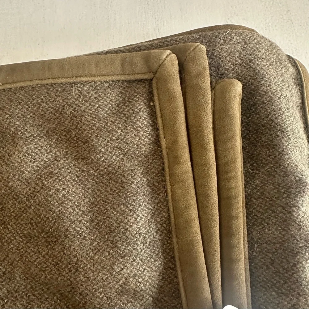 Ralph Lauren Barletta Green Throw Blanket with Leather Trim Sz 54x72 NWT
